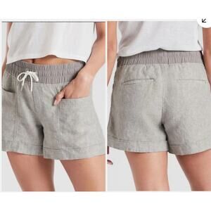 Athleta Linen Cabo Shorts 4" Heathered Gray‎ Casual Drawstring Size 6